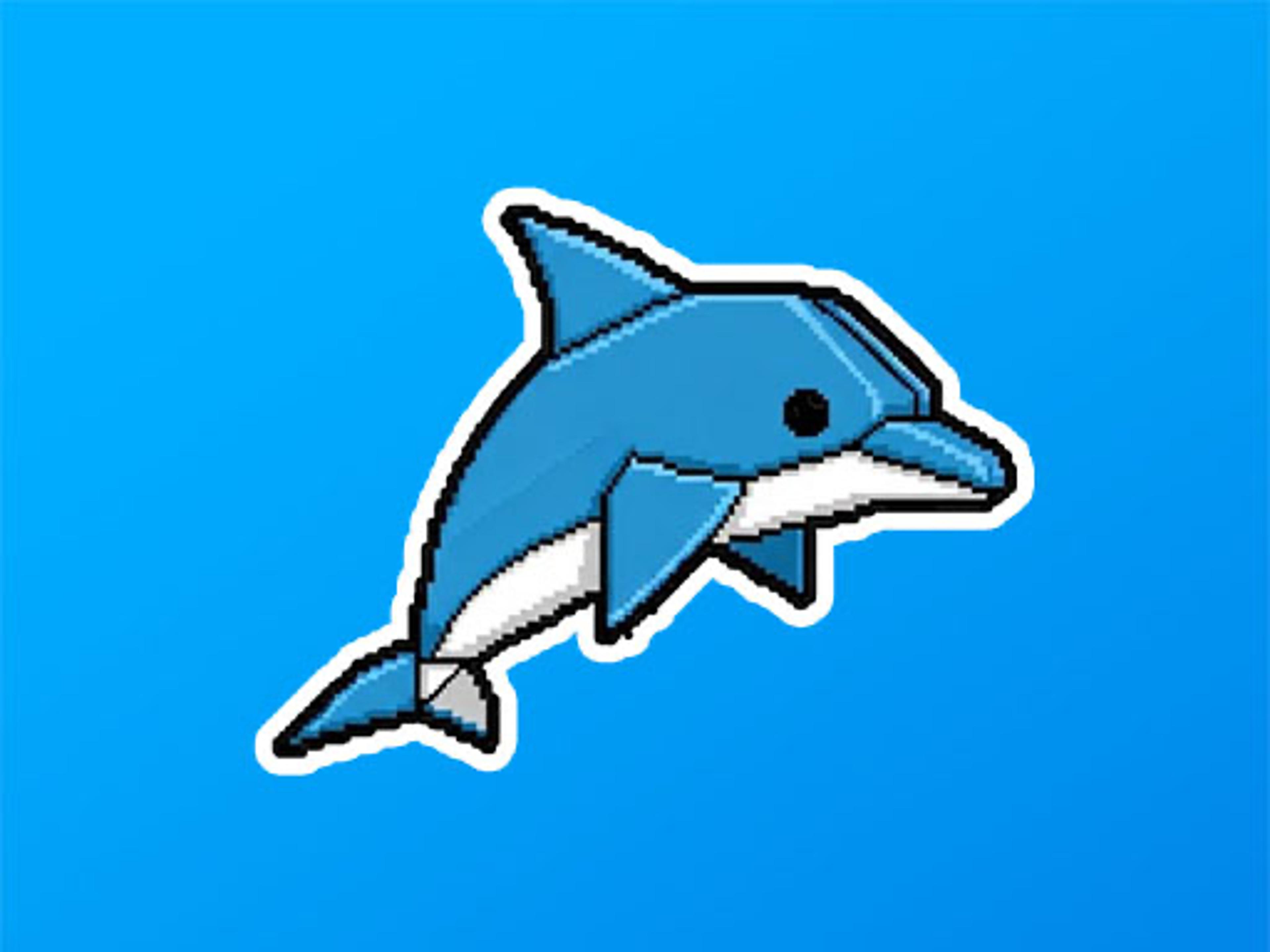 an origami dolphin logo